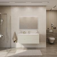 Тумба с раковиной подвесная CEZARES DUET-N 120 Альпака Брашированная, раковина белая CZR-8073-120 Тумба с раковиной подвесная CEZARES DUET-N 120 Альпака Брашированная, раковина белая CZR-8073-120