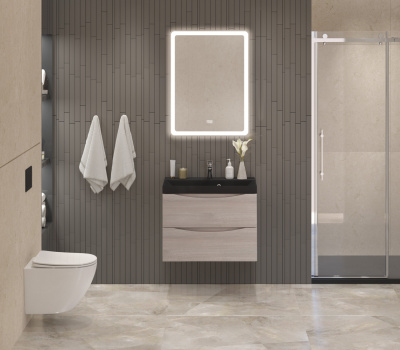 Тумба с раковиной подвесная BelBagno MARINO 70 Rovere Grigio, раковина чёрная BB700/450-LV-ART-AST-NERO