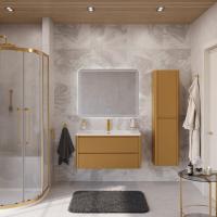 Тумба с раковиной подвесная CEZARES RELAX 100 Брашированное золото, раковина белая Тумба с раковиной подвесная CEZARES RELAX 100 Брашированное золото, раковина белая