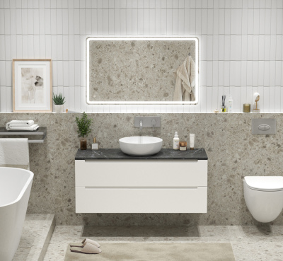 Тумба со столешницей подвесная BelBagno ETNA 120 Bianco Lucido, без отверстия под смеситель