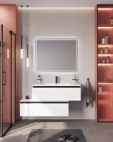 Тумба с раковиной подвесная с нижней тумбой CEZARES SLIDER 100 Bianco Opaco, раковина белая