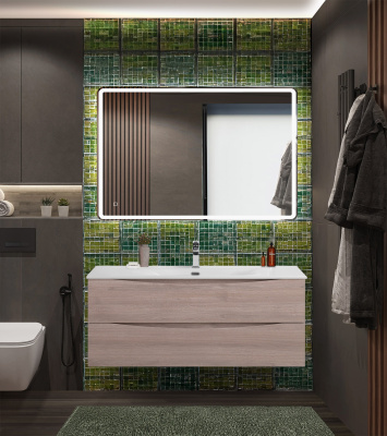 Тумба с раковиной подвесная BelBagno MARINO-CER-N 120 Rovere Grigio, раковина белая Тумба с раковиной подвесная BelBagno MARINO-CER-N 120 Rovere Grigio, раковина белая