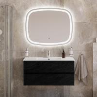 Тумба с раковиной подвесная CEZARES MOLVENO 46 100 Nero, раковина белая CZR-8002-100