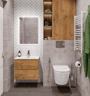 Тумба с раковиной подвесная BelBagno ETNA 60  Rovere Nature, раковина белая