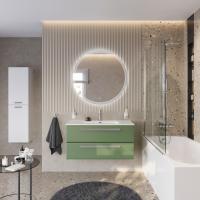 Тумба с раковиной подвесная CEZARES ECO-CER-N 100 Фисташковый Софт, раковина белая CZR-8095-100