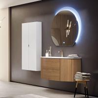 Тумба со стеклянной раковиной подвесная CEZARES EDEN 121 Rovere Tabacco, раковина белая