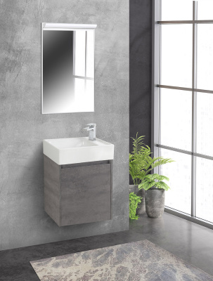 Тумба с раковиной подвесная BelBagno KRAFT MINI 50 Cemento Grigio правосторонняя, раковина белая Тумба с раковиной подвесная BelBagno KRAFT MINI 50 Cemento Grigio правосторонняя, раковина белая