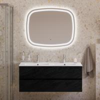 Тумба с раковиной на две чаши подвесная CEZARES MOLVENO 46 120 Nero, раковина белая CZR-8070-120-2