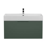 Тумба подвесная под раковину с выдвижным ящиком и внутренним ящиком CEZARES PREMIUM 55405 Verde opaco