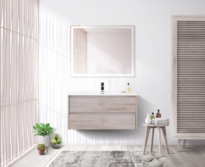 Тумба с раковиной подвесная BelBagno KRAFT 100 Rovere Galifax Bianco, раковина белая