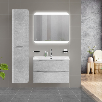 Тумба с раковиной подвесная BelBagno ACQUA 80 Cemento Verona Grigio, раковина белая Тумба с раковиной подвесная BelBagno ACQUA 80 Cemento Verona Grigio, раковина белая