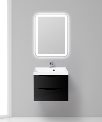 Тумба с раковиной подвесная BelBagno MARINO 60 Nero Lucido, раковина белая