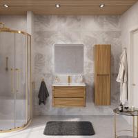 Тумба с раковиной подвесная CEZARES RELAX 80 Дуб карамельный, раковина белая Тумба с раковиной подвесная CEZARES RELAX 80 Дуб карамельный, раковина белая