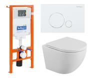 Комплект 3 в 1 Унитаз подвесной с сиденьем BelBagno UNO BB3105CHR/SC + Система инсталляции для унитазов BelBagno BB002-80  с кнопкой смыва BB014-SR-BIANCO