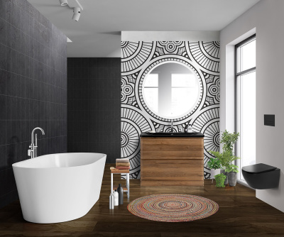 Тумба с раковиной напольная BelBagno ALBANO 100 Rovere Rustico, раковина чёрная