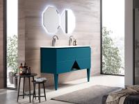 Тумба с раковиной подвесная на две чаши CEZARES Collection 1973 140 Blu Petrolio