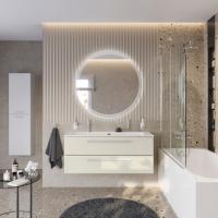 Тумба с раковиной подвесная CEZARES ECO-CER-N 120 Альпака Брашированная, раковина белая CZR-8073-120-1-2