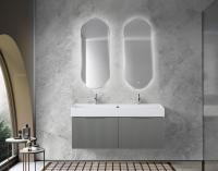 Тумба с раковиной подвесная  двумя выдвижными ящиками и двойным внутренним ящиком CEZARES PREMIUM 120 Plisse Grigio nuvola, раковина белая