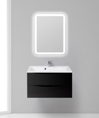 Тумба с раковиной подвесная BelBagno MARINO 80 Nero Lucido, раковина белая