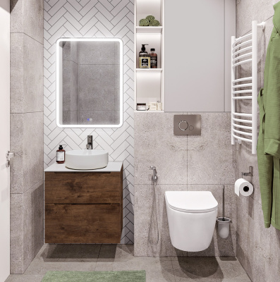 Тумба со столешницей и накладной раковиной подвесная BelBagno ETNA-H60 70 Rovere Moro Тумба со столешницей и накладной раковиной подвесная BelBagno ETNA-H60 70 Rovere Moro