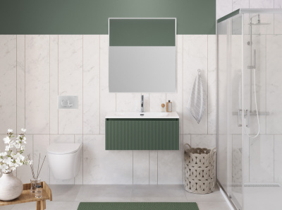 Тумба с раковиной подвесная с одним ящиком BelBagno UNO 80 Еловый Матовый, раковина белая BB-8099-80