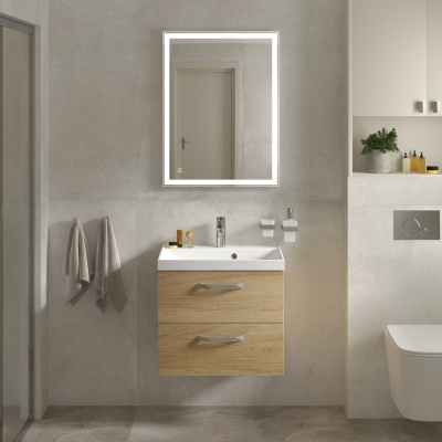Тумба с раковиной подвесная BelBagno AURORA 70 Rovere Nebrasca Nature, раковина белая