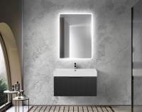 Тумба с раковиной подвесная выдвижными ящиком и внутренним ящиком CEZARES PREMIUM 90 Plisse Nero opaco, раковина белая