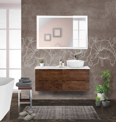 Тумбы со столешницей подвесная BelBagno ETNA 120 Rovere Moro, раковина справа Тумбы со столешницей подвесная BelBagno ETNA 120 Rovere Moro, раковина справа