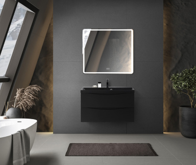 Тумба с раковиной подвесная BelBagno MARINO 90 Nero Lucido, раковина чёрная Тумба с раковиной подвесная BelBagno MARINO 90 Nero Lucido, раковина чёрная