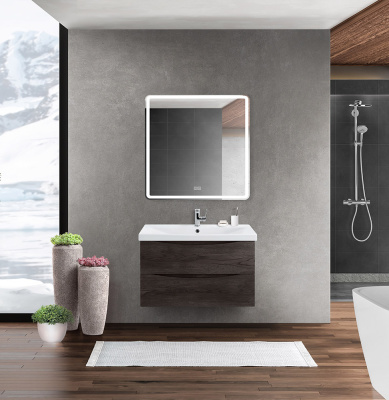 Тумба с раковиной подвесная BelBagno MARINO-CER 80 Rovere Nature Grigio, раковина белая