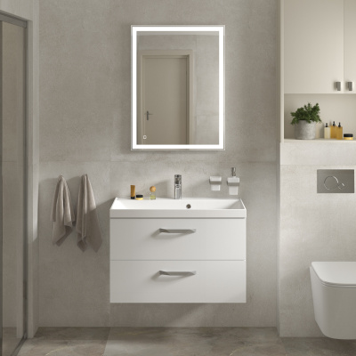 Тумба с раковиной подвесная BelBagno AURORA 80 Bianco Lucido, раковина белая