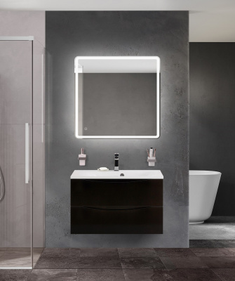 Тумба с раковиной подвесная BelBagno MARINO 80 Nero Lucido, раковина белая BB800/450-LV-MR-FT