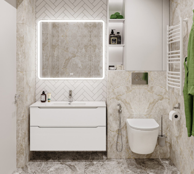 Тумба с раковиной подвесная BelBagno ETNA-H60 100 Bianco Lucido, раковина белая