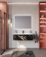 Тумба с раковиной подвесная CEZARES SLIDER 100 Черный фьюжн, раковина белая