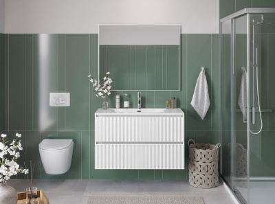 Тумба с раковиной подвесная BelBagno UNO-MINI 100 Bianco Opaco, раковина белая BB-8099-3-100 Тумба с раковиной подвесная BelBagno UNO-MINI 100 Bianco Opaco, раковина белая BB-8099-3-100