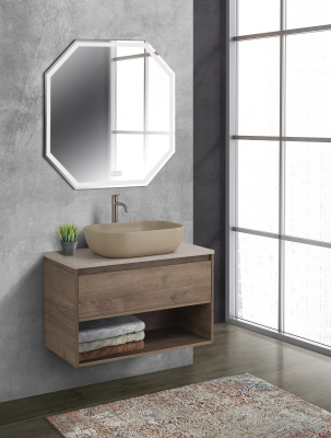 Тумба со столешницей, одним ящиком и одной открытой полкой подвесная BelBagno KRAFT 80 Rovere Tabacco Тумба со столешницей, одним ящиком и одной открытой полкой подвесная BelBagno KRAFT 80 Rovere Tabacco