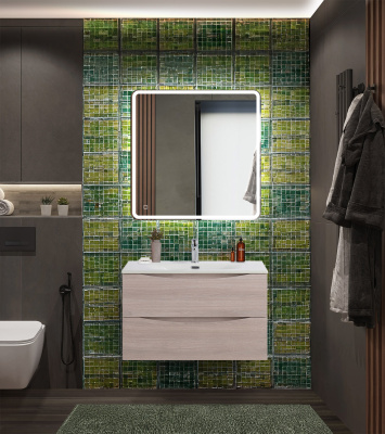 Тумба с раковиной подвесная BelBagno MARINO-CER-N 80 Rovere Grigio, раковина белая