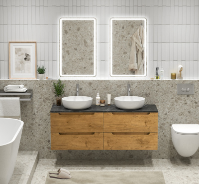 Тумба с четырьмя ящиками и столешницей подвесная BelBagno ETNA 140 Rovere Nature