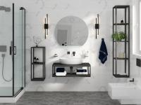 Консоль стальная со столешницей под накладную раковину подвесная Cezares CADRO 90 Nero, одноярусная