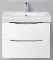 FLY База под керамическую раковину подвесная с двумя выкатными ящиками, Bianco Lucido, 575x440x450, FLY-600-2C-SO-BL-P