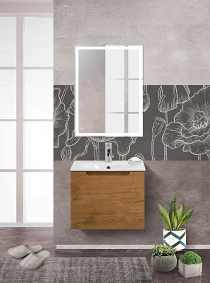 Тумба с раковиной подвесная с одним ящиком BelBagno ETNA 60 Rovere Nature, раковина белая Тумба с раковиной подвесная с одним ящиком BelBagno ETNA 60 Rovere Nature, раковина белая