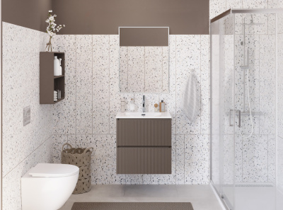 Тумба с раковиной подвесная BelBagno UNO-MINI 60 Бежевый матовый, раковина белая BB-8099-3-60 Тумба с раковиной подвесная BelBagno UNO-MINI 60 Бежевый матовый, раковина белая BB-8099-3-60