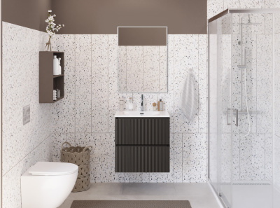 Тумба с раковиной подвесная BelBagno UNO-MINI 60 Темно-Серый Матовый, раковина белая BB-8099-3-60 Тумба с раковиной подвесная BelBagno UNO-MINI 60 Темно-Серый Матовый, раковина белая BB-8099-3-60