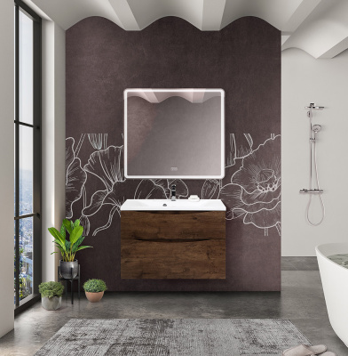 Тумба с раковиной подвесная BelBagno MARINO-H60 90 Rovere Moro, раковина белая