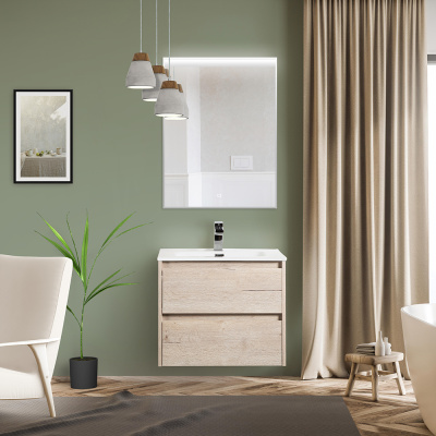 Тумба с раковиной подвесная BelBagno KRAFT 70 Rovere Galifax Bianco, раковина белая Тумба с раковиной подвесная BelBagno KRAFT 70 Rovere Galifax Bianco, раковина белая
