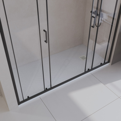 Душевой поддон из искусственного мрамора в комплекте с сифоном BelBagno UNO TRAY-MR-UNO-AH-140/90-35-W-BO