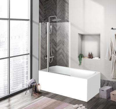 Душевая шторка на ванну BelBagno UNO-V-11-100/150-C-Cr