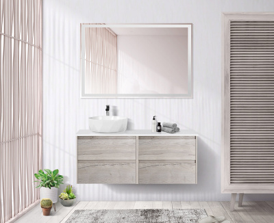 Тумба со столешницей подвесная BelBagno KRAFT 120 Rovere Galifax Bianco, раковина слева Тумба со столешницей подвесная BelBagno KRAFT 120 Rovere Galifax Bianco, раковина слева
