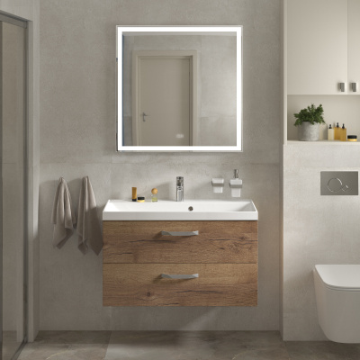 Тумба с раковиной подвесная BelBagno AURORA 90 Rovere Tabacco, раковина белая