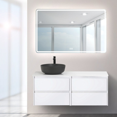 Тумба со столешницей и накладной раковиной подвесная BelBagno KRAFT 120 Bianco Opaco, раковина слева Тумба со столешницей и накладной раковиной подвесная BelBagno KRAFT 120 Bianco Opaco, раковина слева